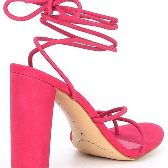 Gianni Bini Frayya Suede Strappy Ankle Wrap Toe Loop Sandals, Magenta - Picture 2 of 6